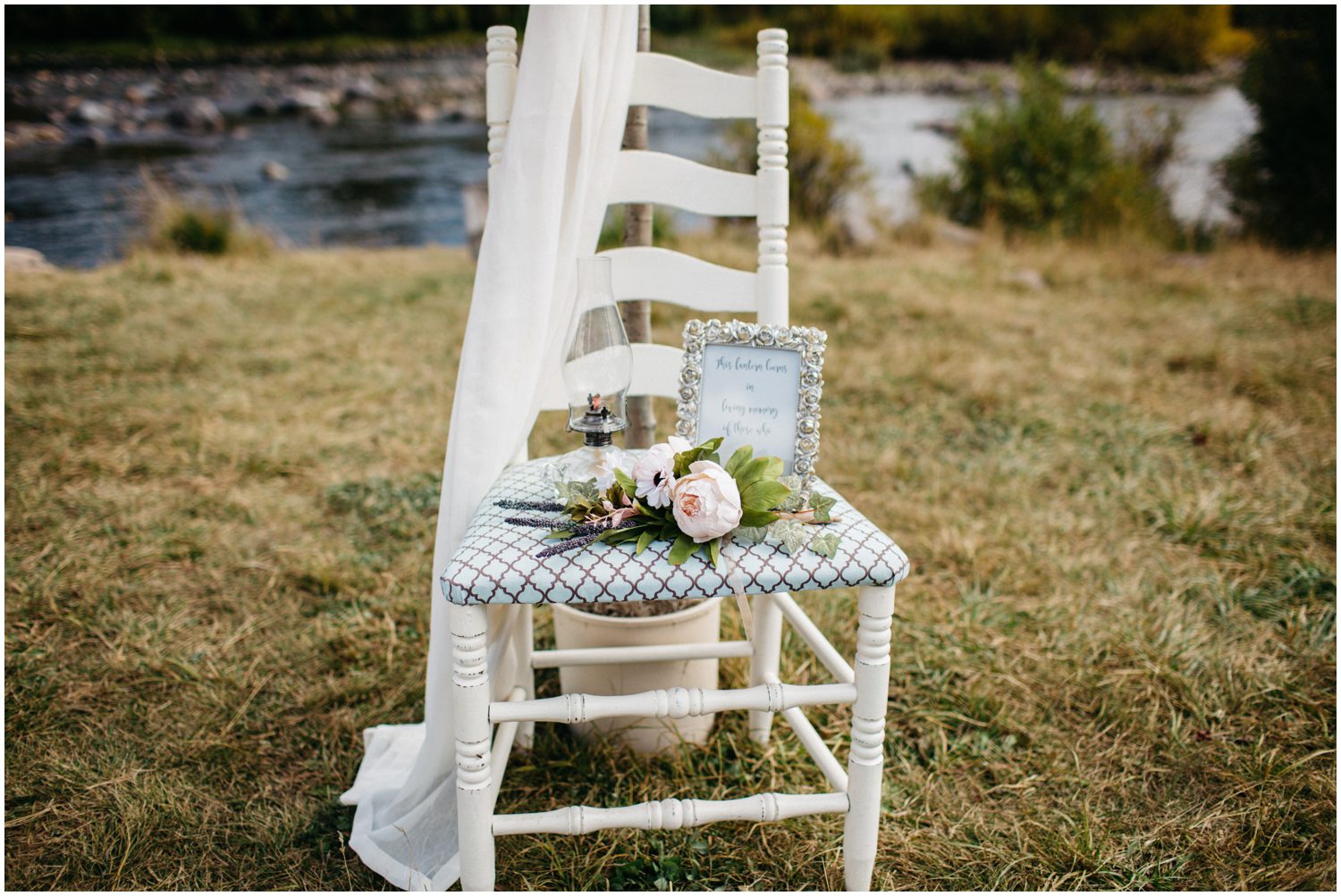 Tribute to loved ones for wedding day, Empty chair during wedding ceremony, Tribute to family who passed away for wedding, Double A Barn Wedding Photos, Double A Barn Grand Lake Colorado, AA Barn Grand Lake Colorado, Double A Barn Wedding Photos, Grand lake Wedding Photographer, Colorado Wedding Photographer, Boho Wedding inspiration, Rustic wedding inspiration, Vintage Wedding inspiration