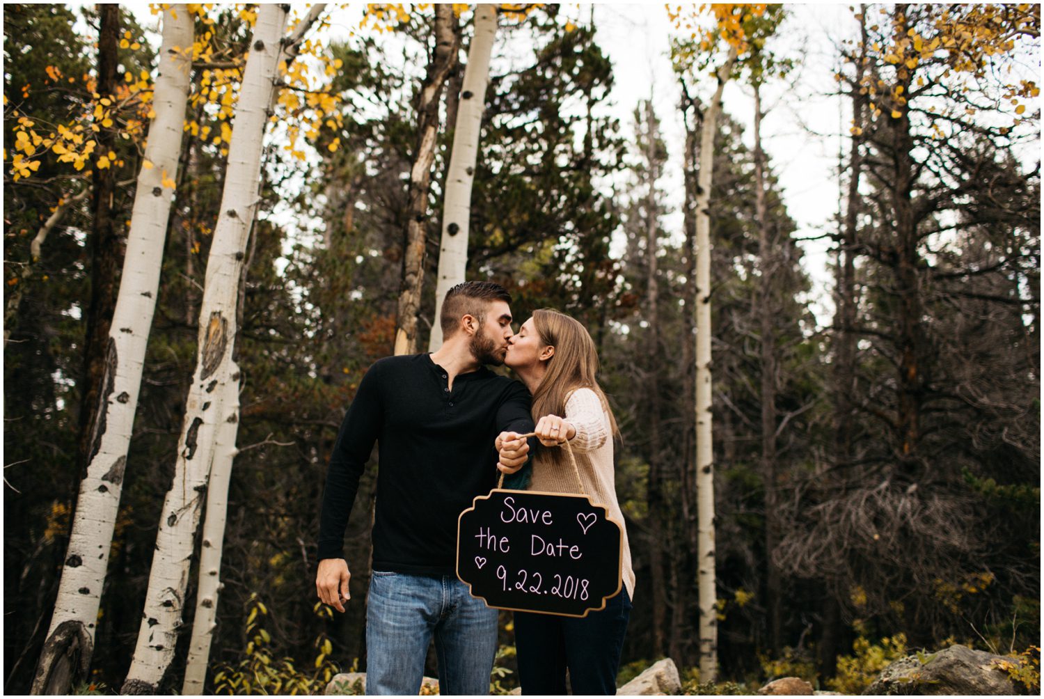 Save the date sign ideas, Save the date inspiration, Save the date wedding photos, Colorado Engagement Photographer, Colorado Fall Engagement Session, Colorado Fall Engagement Photos, Fall Engagement Photos in Colorado, Colorado Mountain Engagement Session, Colorado Engagement Session Ideas, Engagement Session Posing