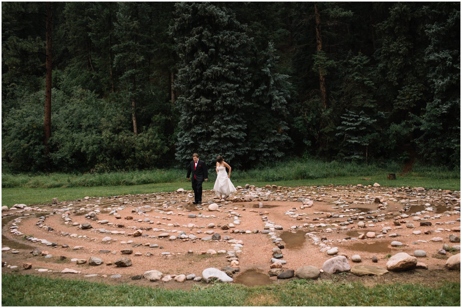 Labyrinth, Unique Wedding Photos, Evergreen Colorado Wedding Photographer, The Church of Transfiguration, Colorado Wedding, Colorado Wedding Inspiration, Colorado, Evergreen Colorado, Wedding Inspiration, Bride and groom, Bride and groom posing, Unposed, Unposed Prompts, Show me your you