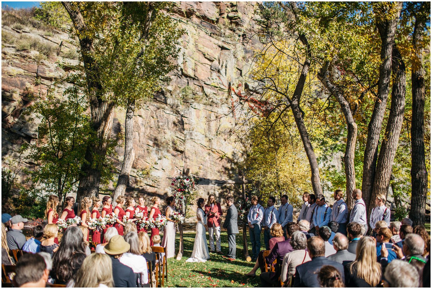 Large bridal party, 20 person bridal party, bridal party photos, unique bridal party photos, Burgundy wedding color, Planet Bluegrass Wedding, Lyons Colorado Wedding, Lace and Lillies, Colorado Wedding Photographer, A Spice of Life, Boho Wedding Inspiration, Burgundy wedding inspiration, Colorado Wedding