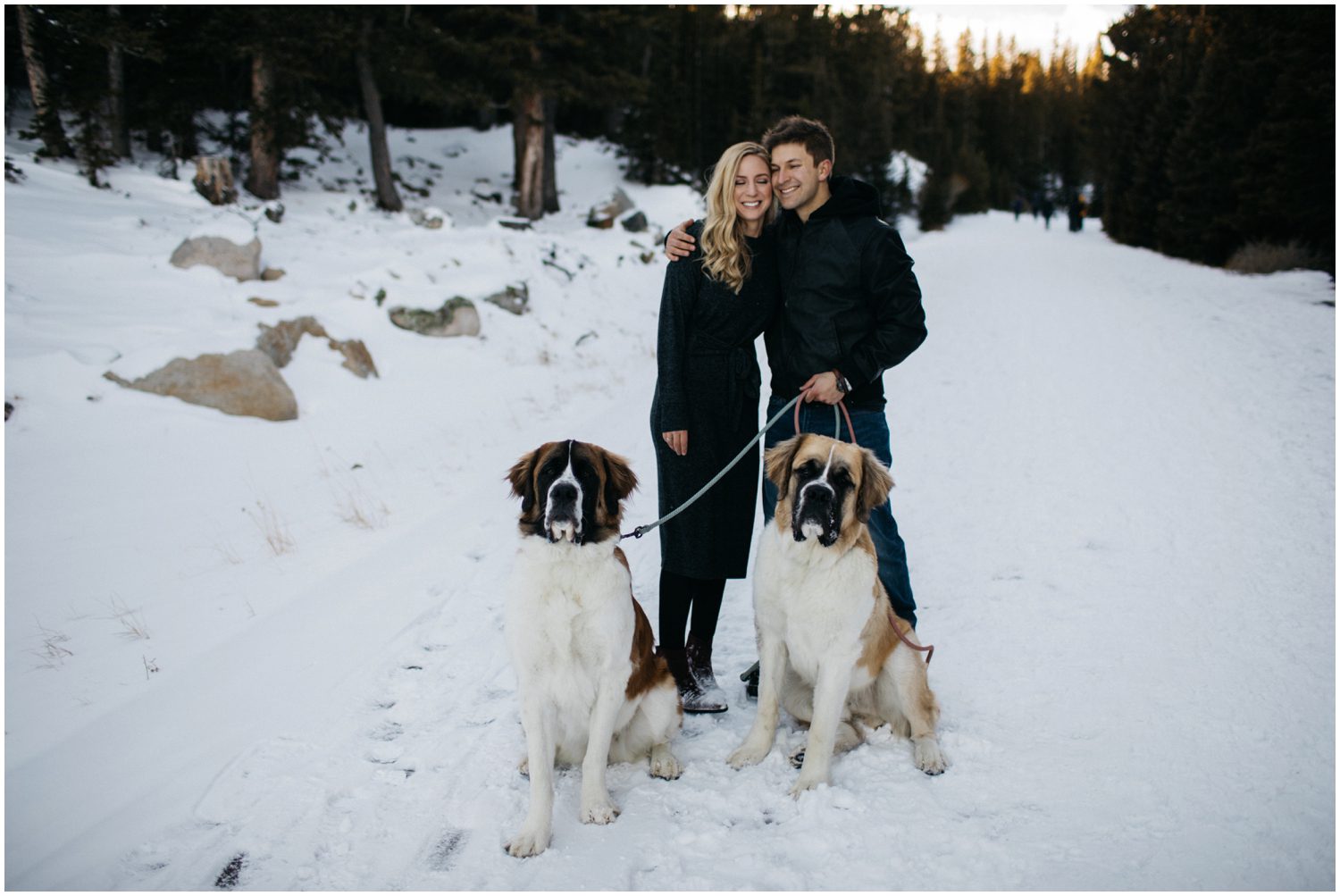 Engagement Session at Brainard Lake in Boulder Colorado  Boulder Colorado engagement photos, Boulder Colorado Photographer, Boulder Wedding Photographer, Boulder engagement photographer, Boulder engagement photos, Engagement session locations in Boulder, Colorado winter engagement session, Winter engagement photos, Mountain engagement session, Snowy engagement photos, Engagement photos with dogs, Save the date, Save the data photo ideas, Photo session with dogs, St Bernard, Brainard Lake, Colorado, Boulder Colorado, Nederland Colorado, Ward Colorado, Colorado wedding, Colorado photographer