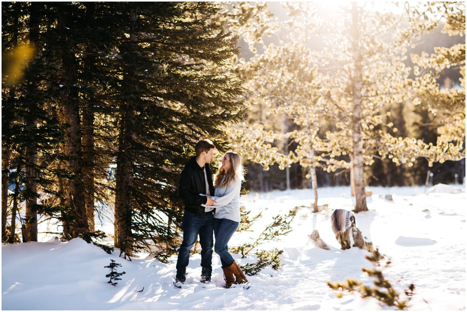 Engagement Session at Brainard Lake in Boulder Colorado, Boulder Colorado Photographer, Boulder Wedding Photographer, Boulder engagement photographer, Boulder engagement photos, Engagement session locations in Boulder, Colorado winter engagement session, Winter engagement photos, Mountain engagement session, Snowy engagement photos, Engagement photos with dogs, Save the date, Save the data photo ideas, Photo session with dogs, St Bernard, Brainard Lake, Colorado, Boulder Colorado, Nederland Colorado, Ward Colorado, Colorado wedding, Colorado photographer