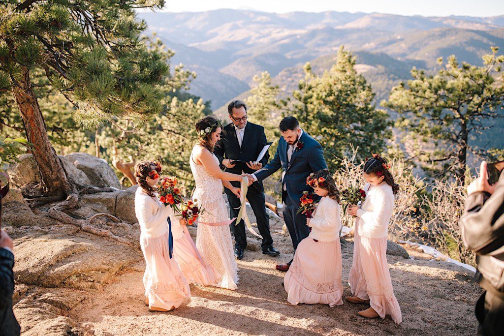 hand fasting with kids during elopement ceremony