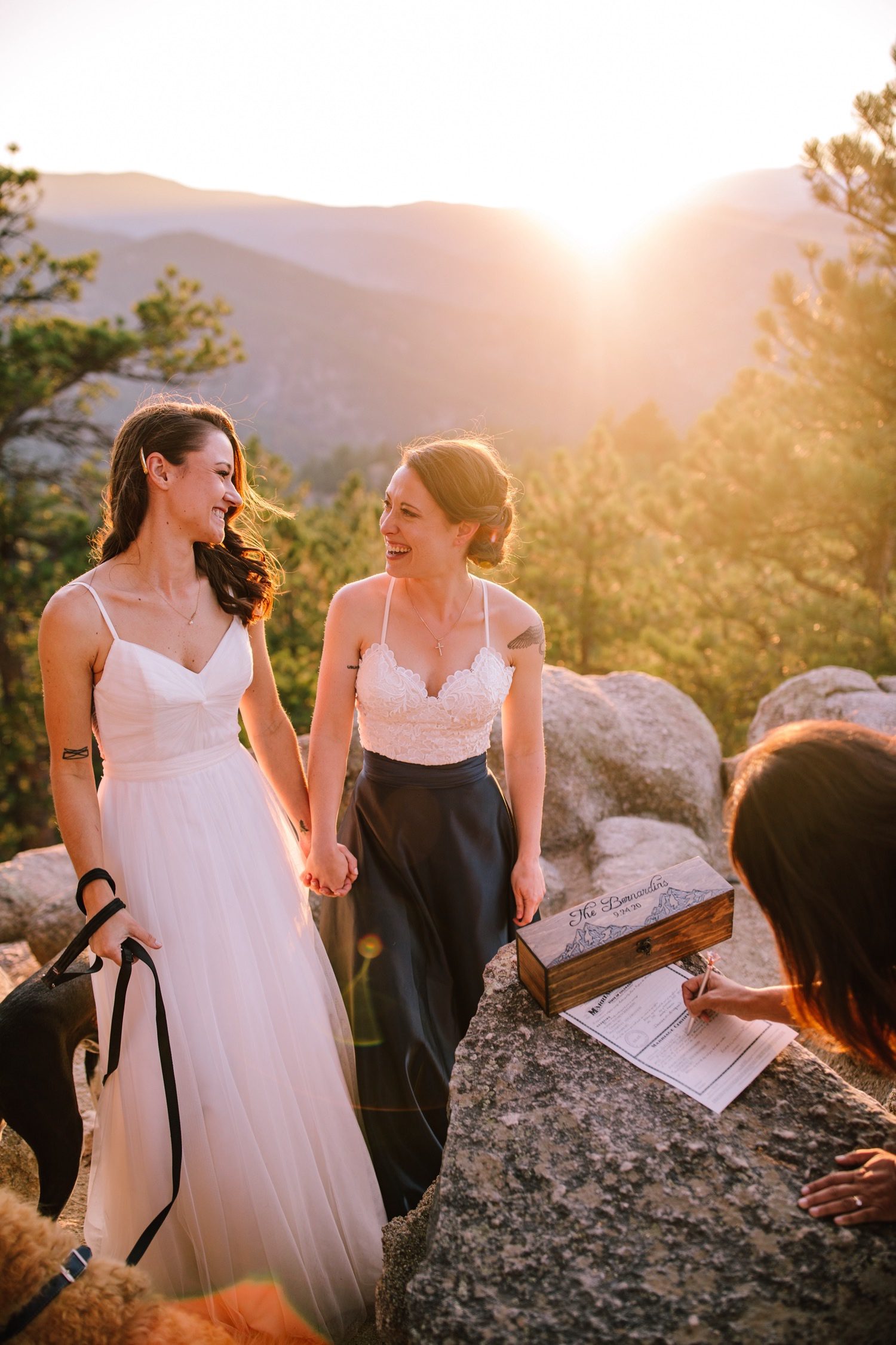 Boulder Colorado Elopement, Boulder Mountain Elopement, Flagstaff Mountain in Boulder, Colorado mountain elopement, Colorado elopement, Places to elope in Colorado, Mountain elopement, Hiking elopement, Elopement Photos, Elopement Ideas, Elopement inspiration, Elopement, Elopement planning, LGBT elopement, same sex elopement, lesbian elopement, Colorado LGBT Elopement Photographer, Colorado LGBT Wedding Photographer, Same sex wedding, Equally Wed, Love is love, Mrs and Mrs, Elopement with dogs