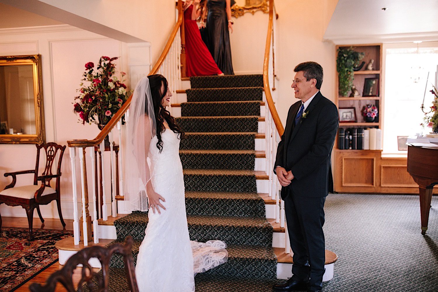 Fall Colorado Mountain Wedding at Willow Ridge Manor, First look with Dad, Letter exchange wedding