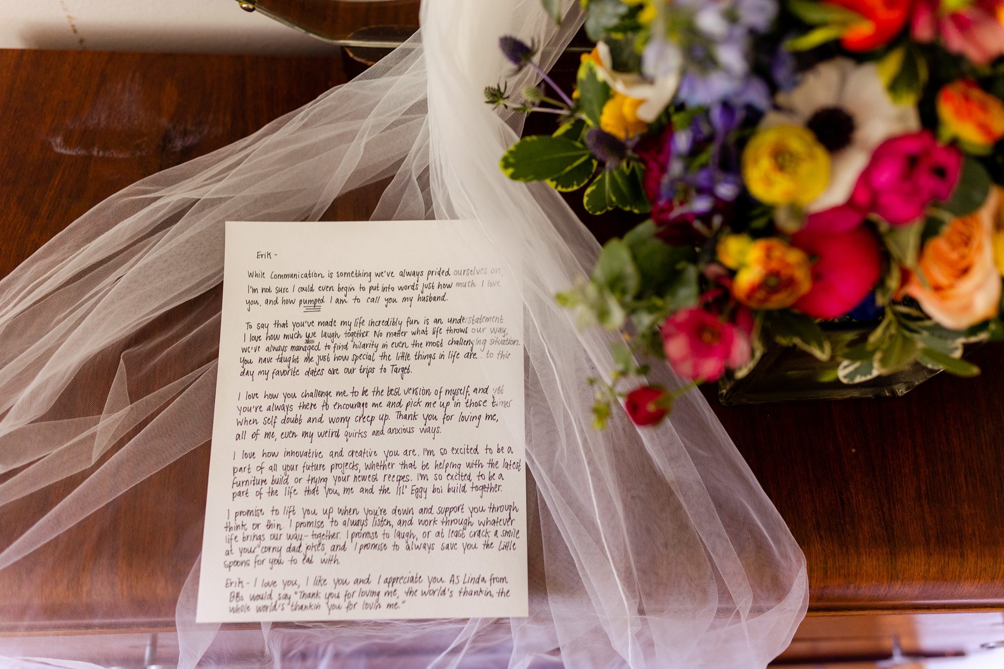 Wedding vows, wedding flowers, wedding veil, Planet Bluegrass