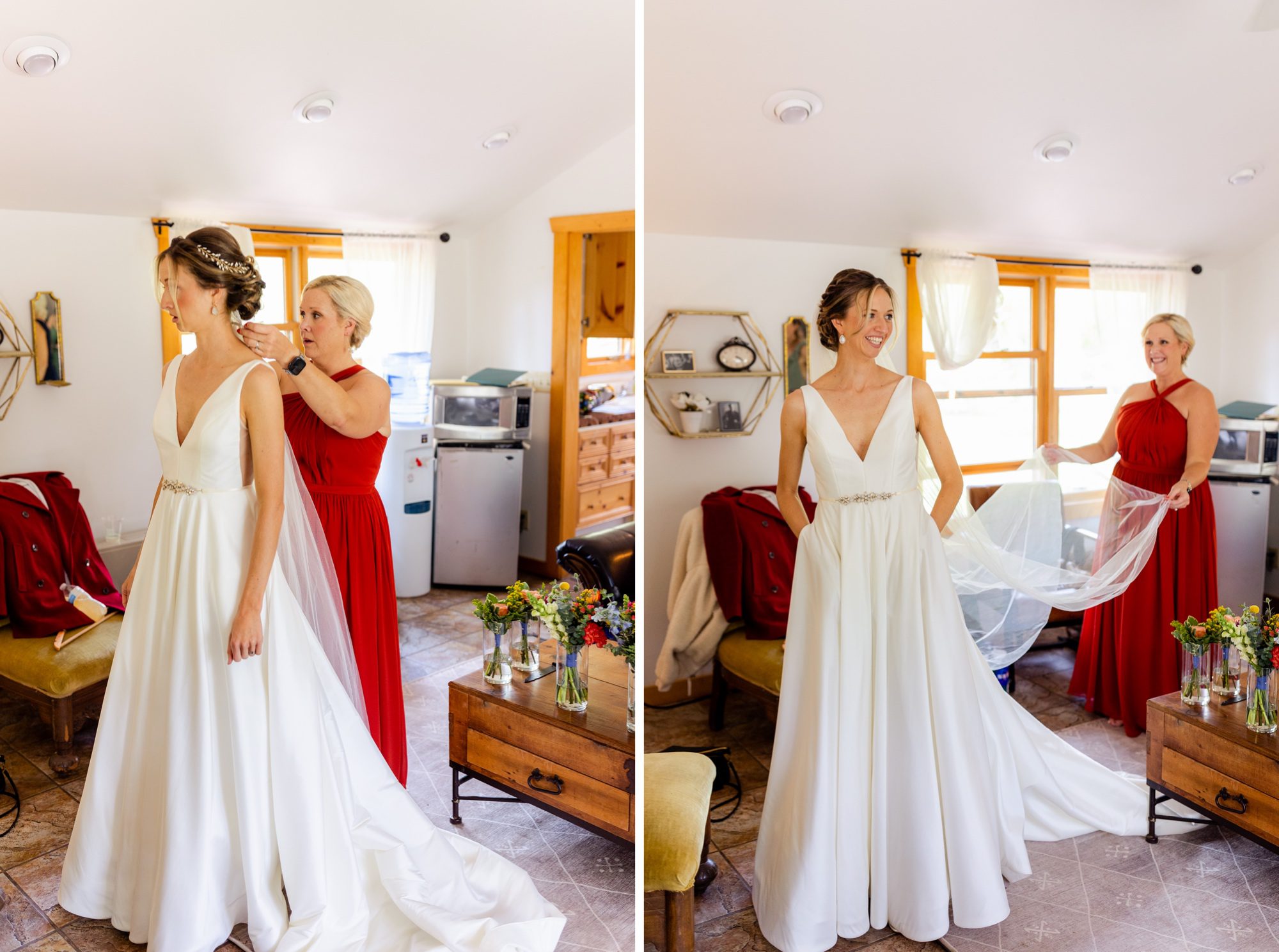 Wedding dress with pockets, wedding veil, Wedding photo ideas, Planet Bluegrass Wedding venue in Lyons Colorado: Colorado Wedding Photographer