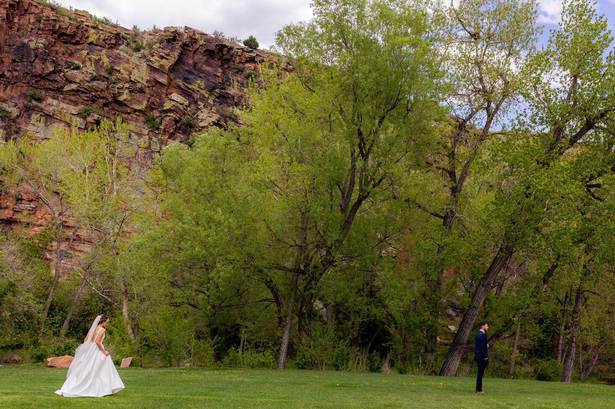 Planet Bluegrass Wedding venue in Lyons Colorado: Colorado Wedding Photographer, First look with Bride and Groom