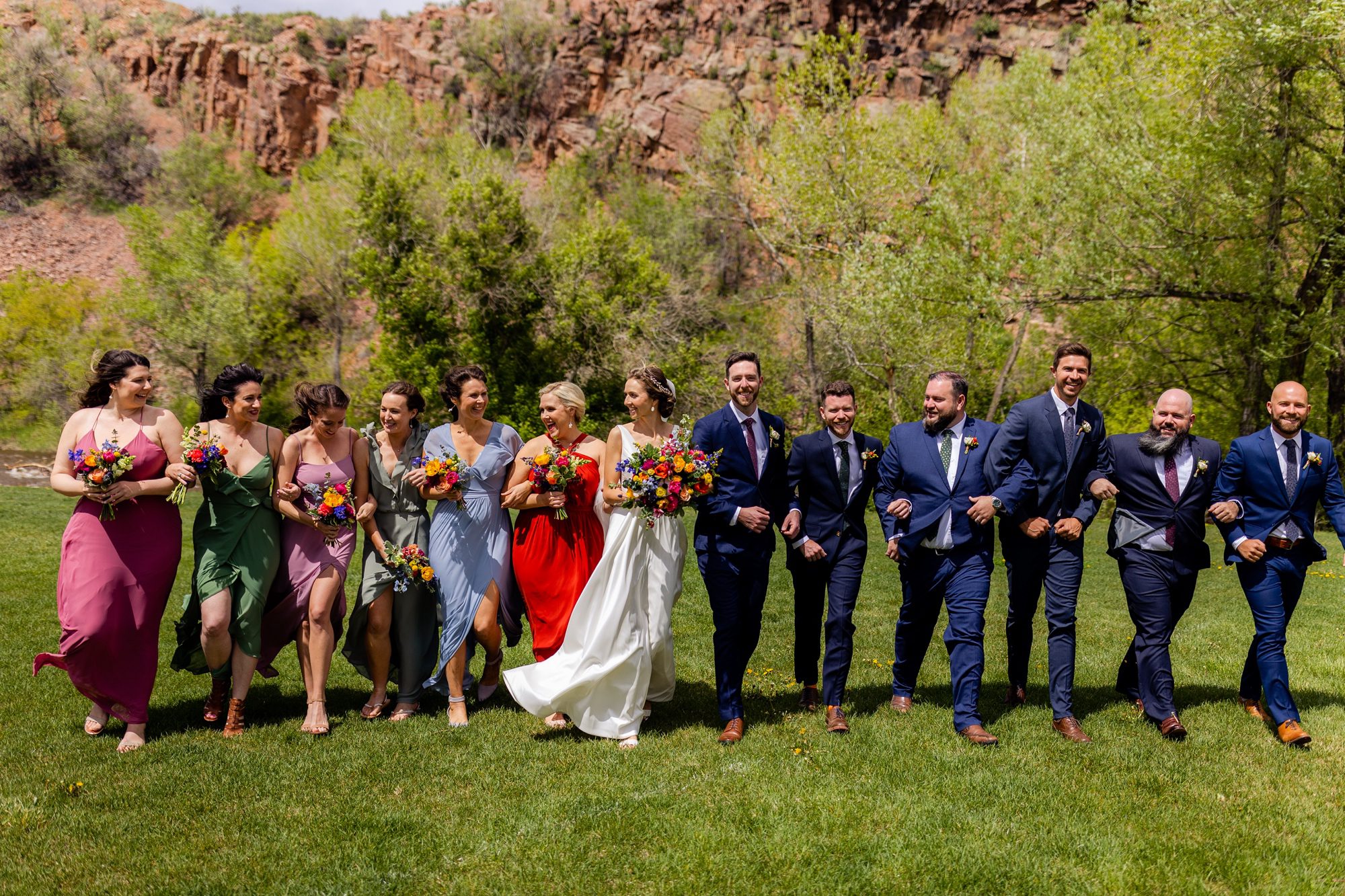 Planet Bluegrass Wedding venue in Lyons Colorado: Colorado Wedding Photographer, Bridesmaids photos, Groomsmen photos, Bridal party photos, Bridesmaids dresses, Groomsmen suits, Wedding flowers