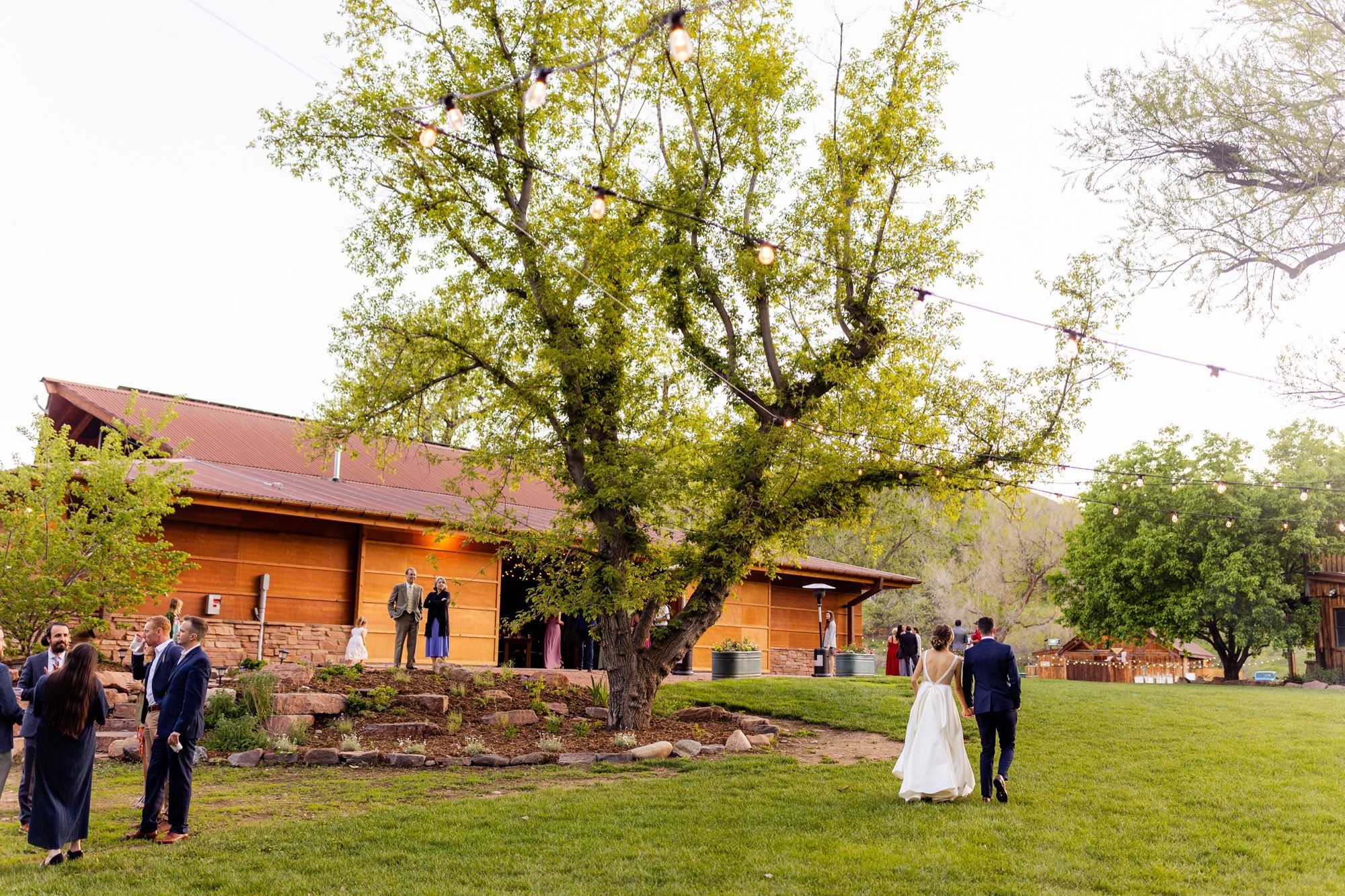 Planet Bluegrass Wedding venue in Lyons Colorado: Colorado Wedding Photographer, Sunset bride and groom photos, Wedding reception