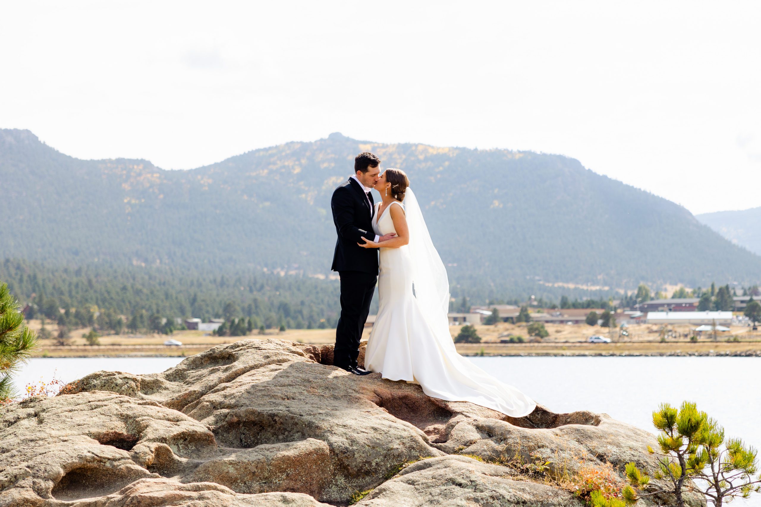 Bride and groom portraits at Estes Park Resort, Colorado Wedding, Colorado Elopement, Lake Estes, Destination wedding in the mountains