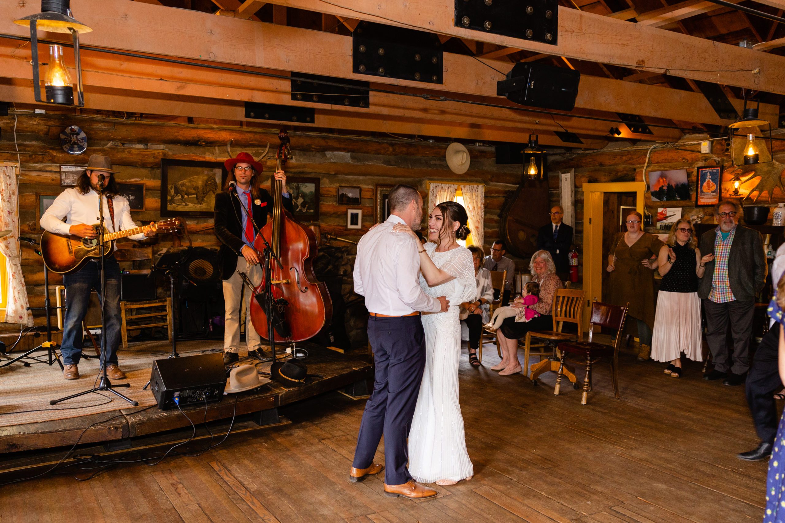 Bride and groom first dance at Gold Hill Inn with live band David Lawrence Spoonful
