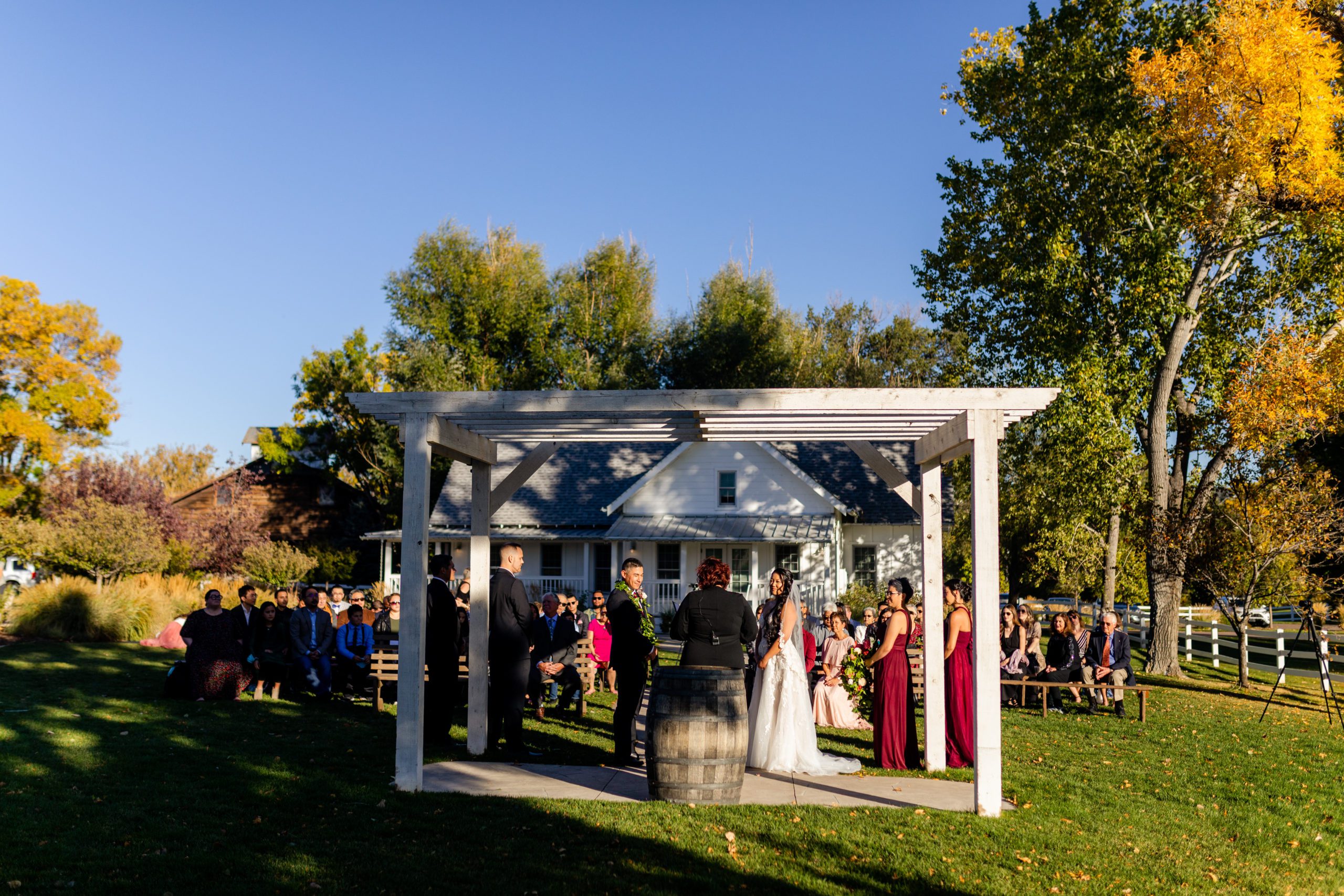 Fall wedding ceremony at The Barn at Raccoon Creek