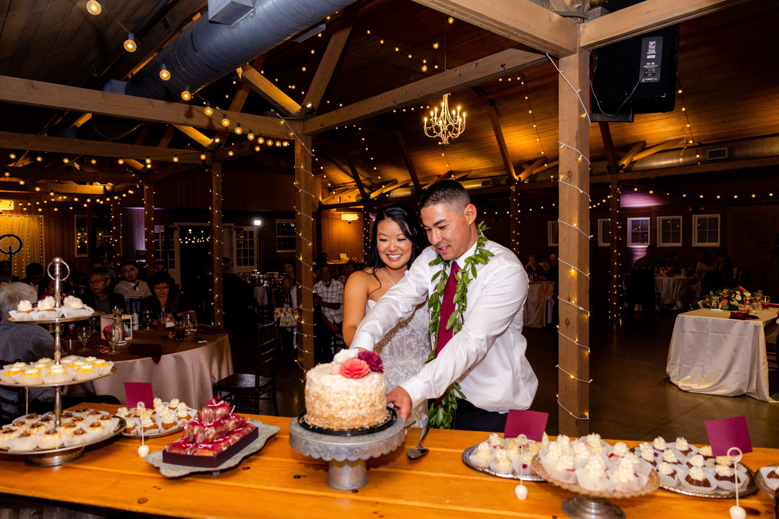 Barn wedding reception, Wedding Cake Cutting