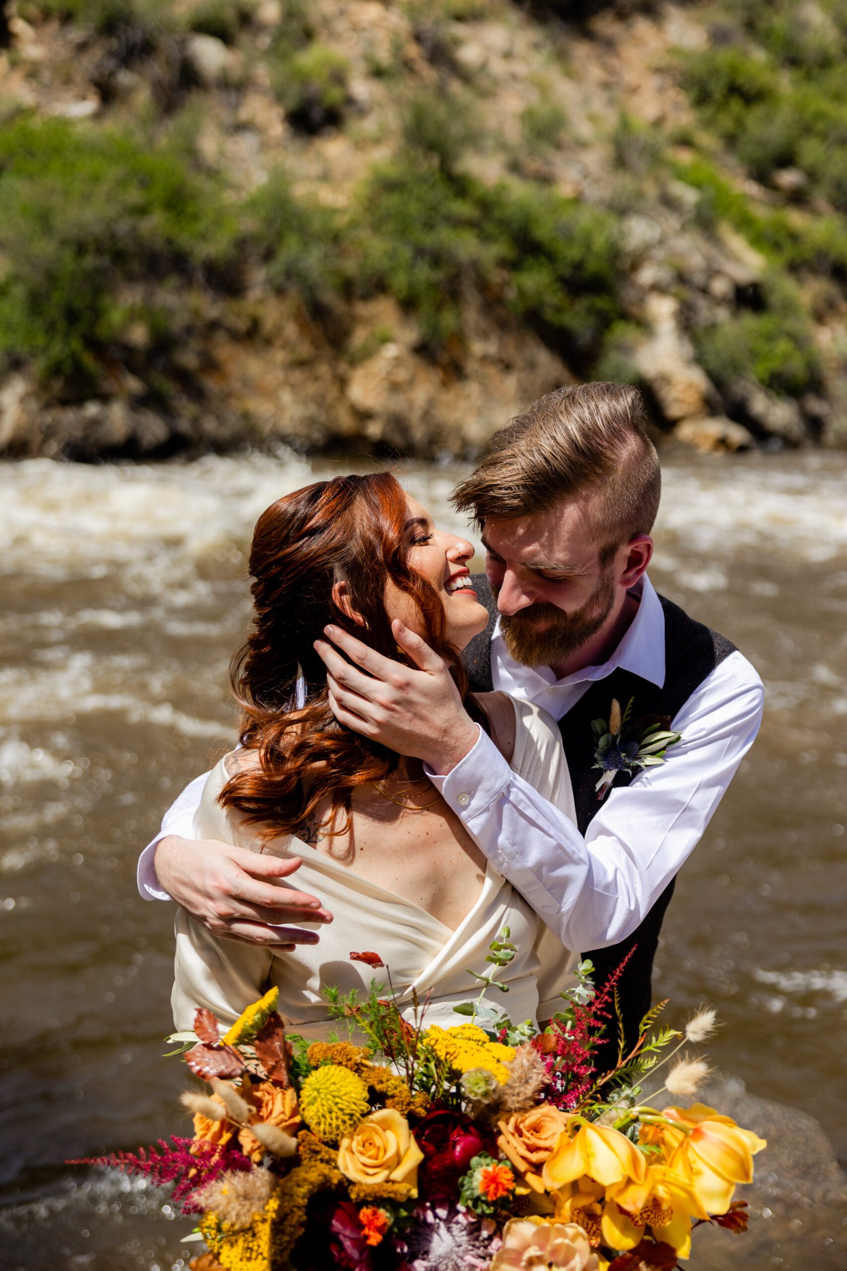 Colorado wedding at The Mishawaka Amphitheater in Bellvue near Fort Collins, Bride and groom portraits, Wedding photography