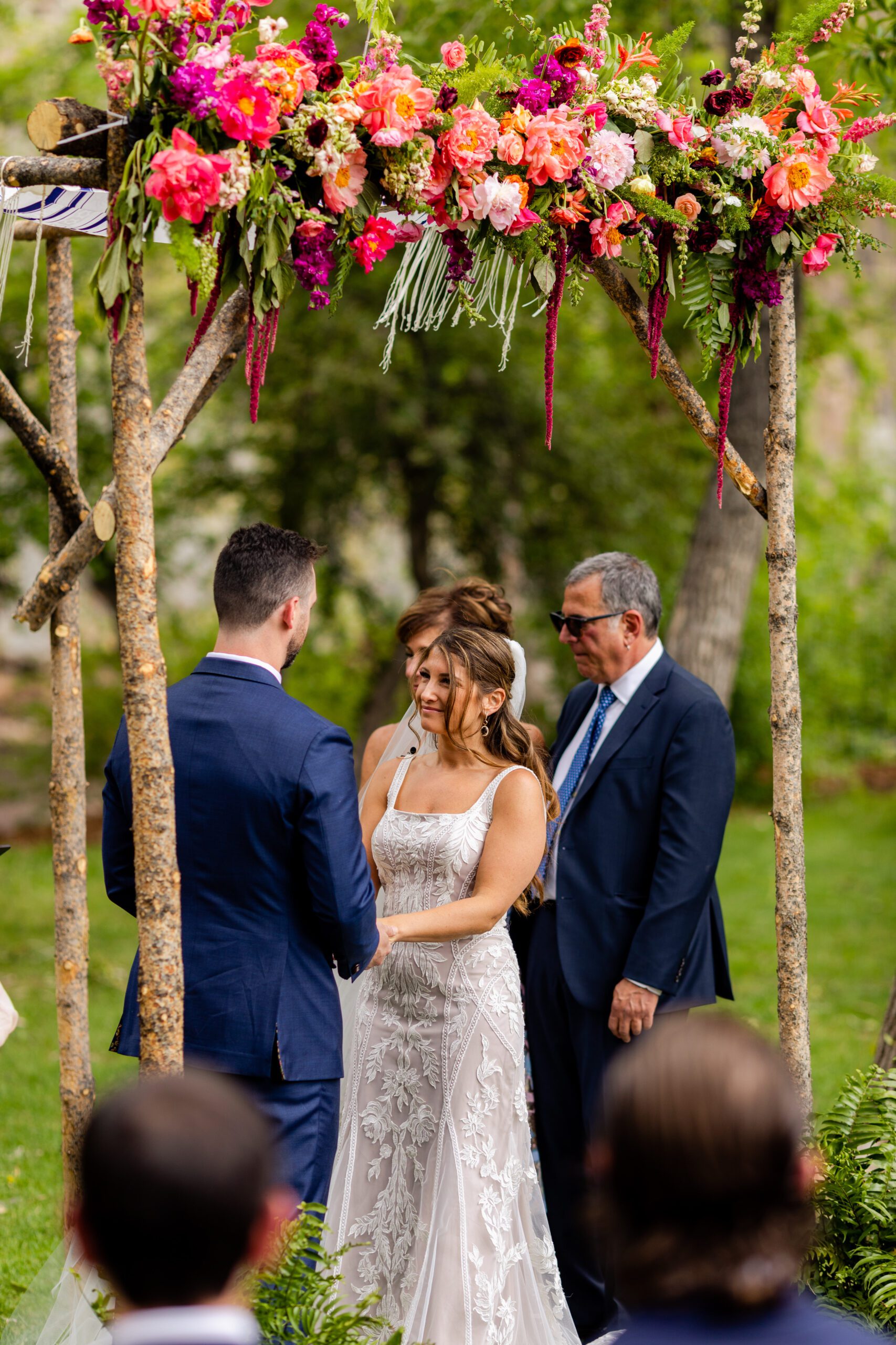 sustainable colorado wedding, wedding chuppah, floral chuppah, spring chuppah, jewish wedding, martha stewart weddings, BRIDES, green wedding shoes, the knot, Carats and Cake