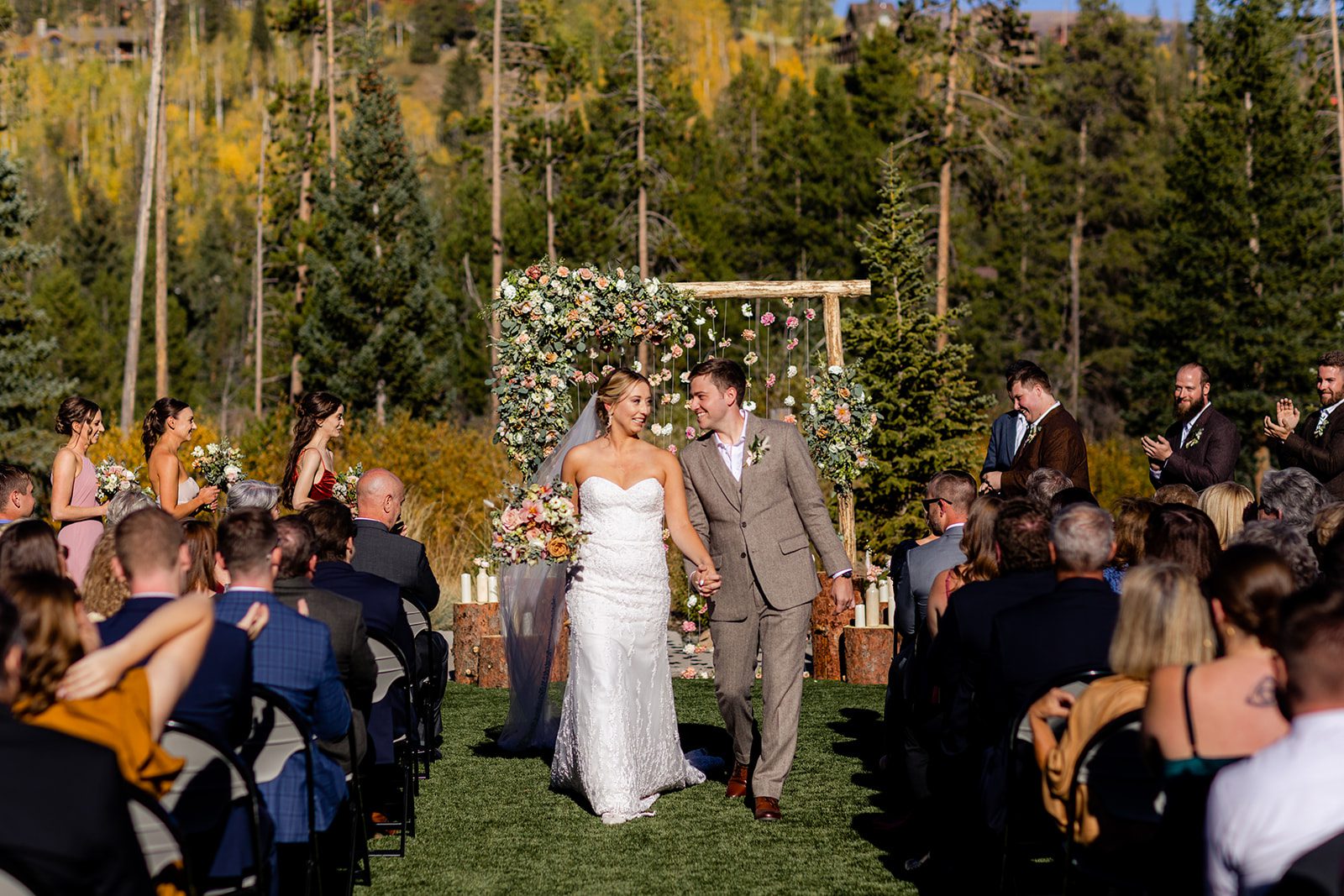 Wedding Ceremony Headwaters Winter Park Colorado, Floral wedding altar, Floral backdrop wedding, Flower wedding arch ideas