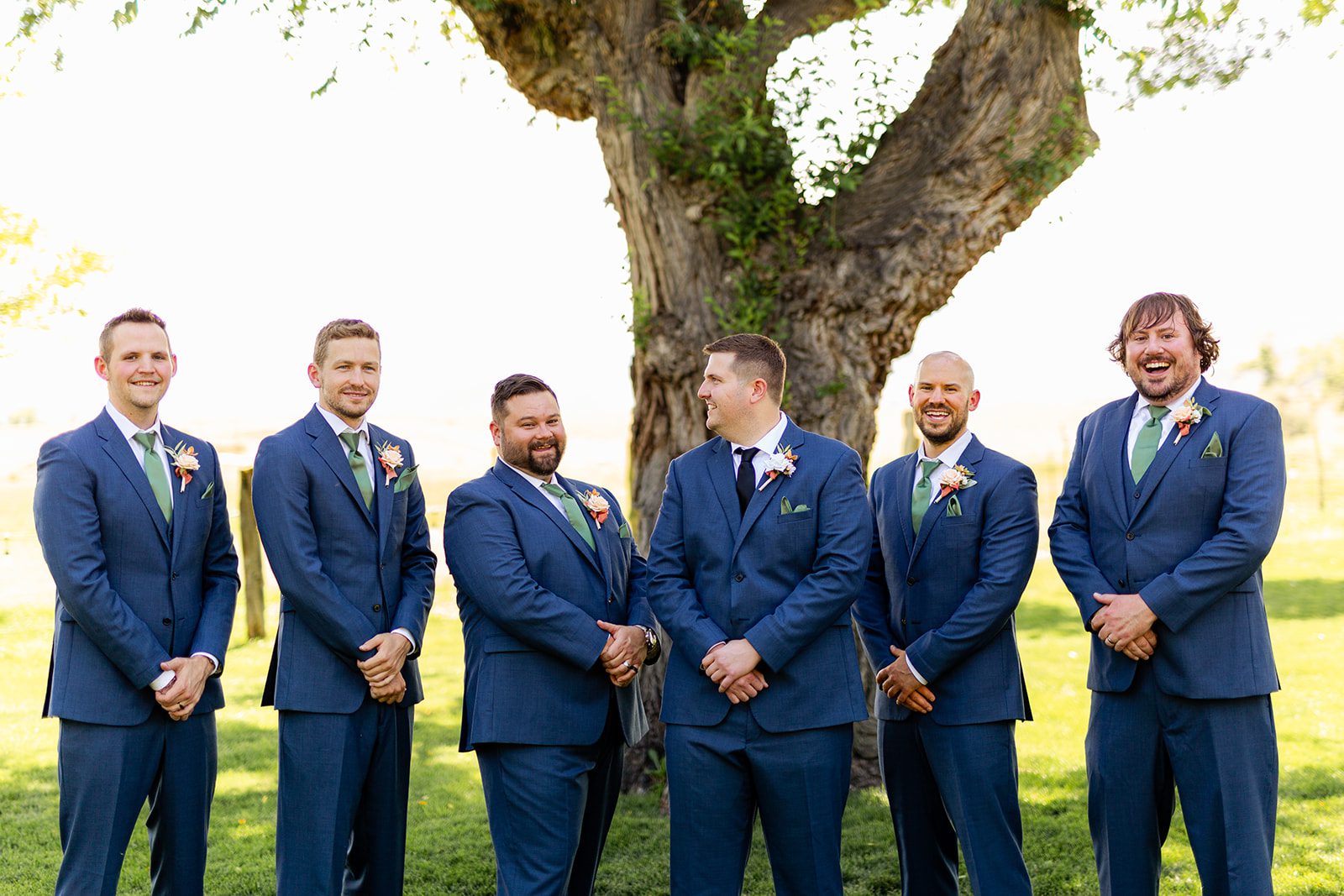 Bridal party photos, lings moment wedding flowers, fake wedding flowers, Shupe Homestead wedding, groomsmen suits, navy groomsmen