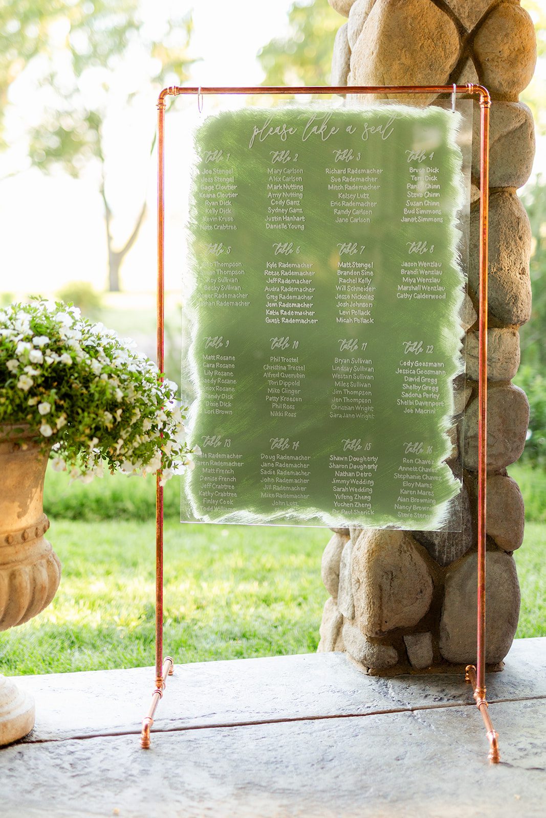 Vinyl wedding sign, wedding seating chart, wedding reception details, green wedding decor