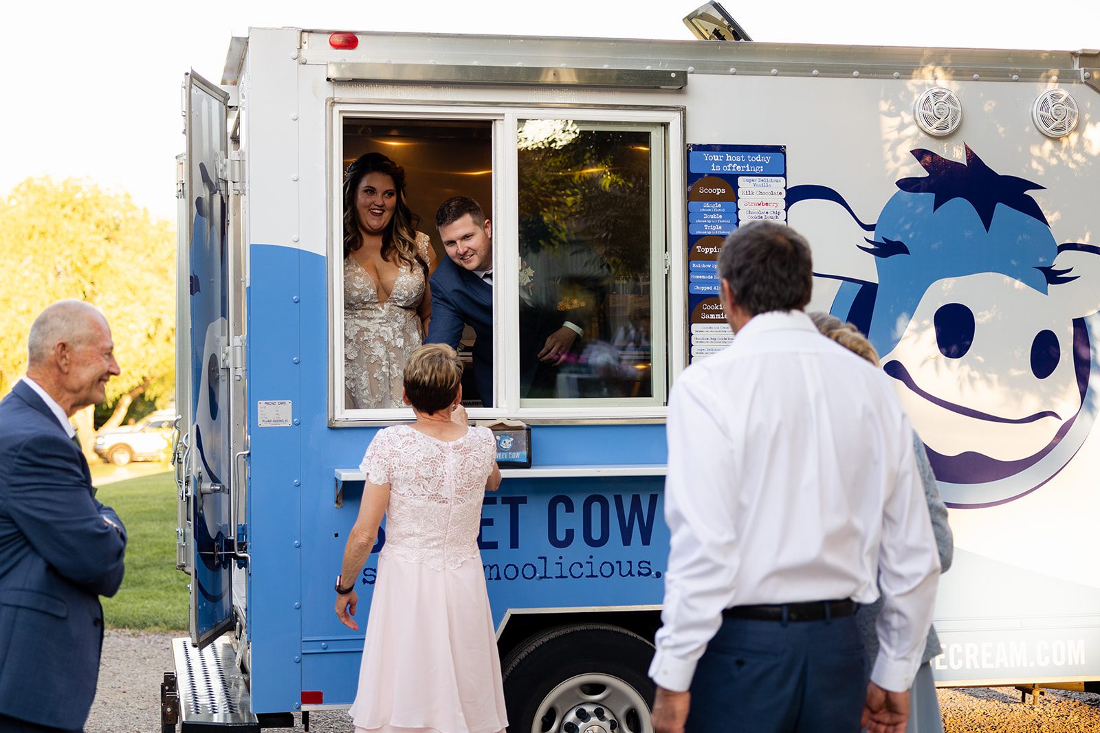 Food truck at wedding, Moo mobile, Sweet cow ice cream, Wedding dessert ideas, Wedding food truck, Wedding reception inspiration