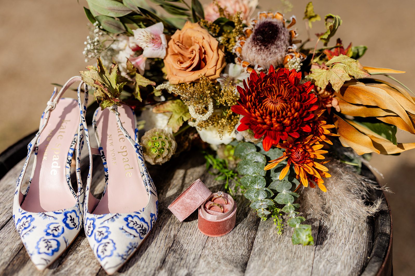 Blue wedding shoes, Something blue wedding, Wedding ring box, Boho wedding bouquet, Kate spade wedding shoes