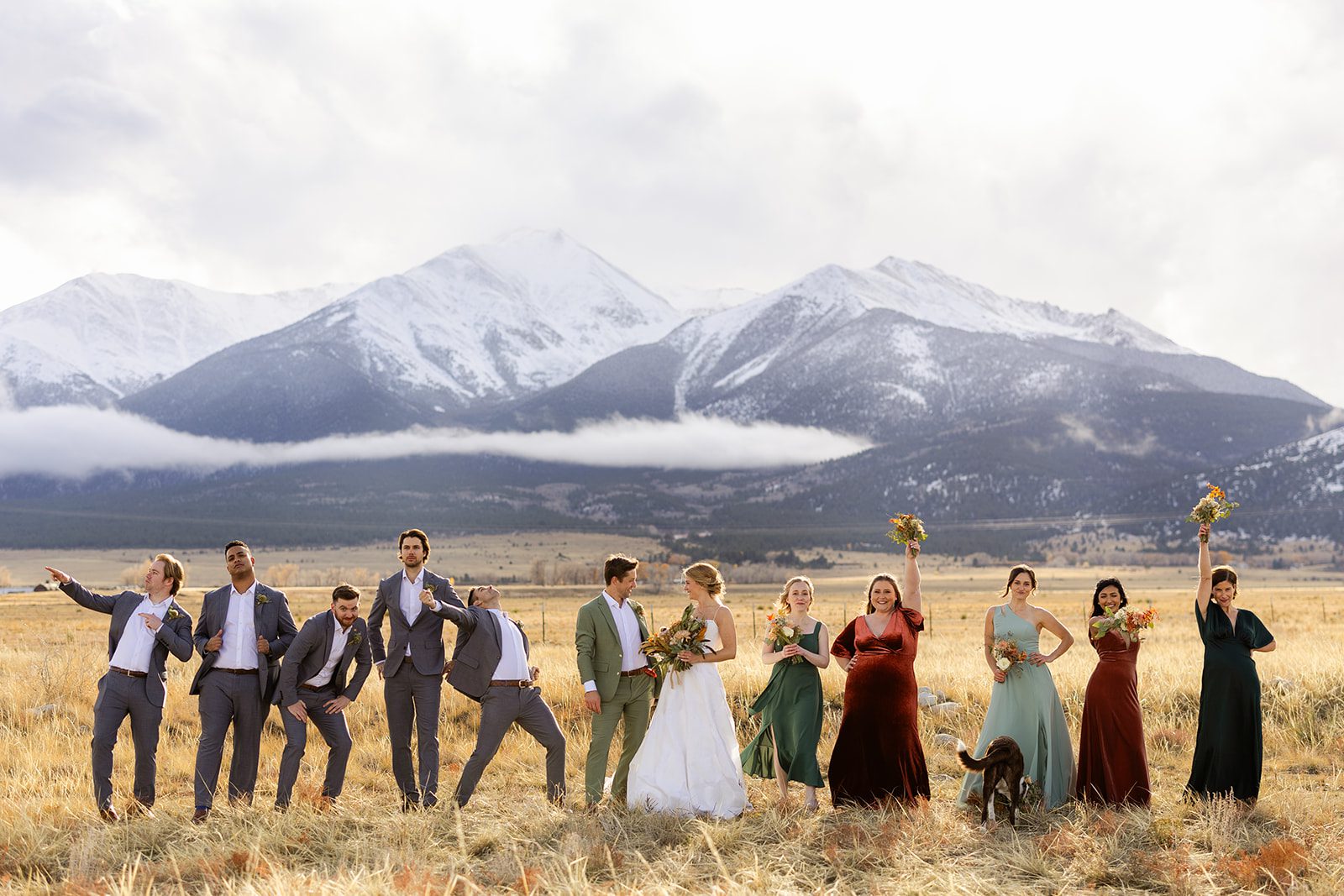Bridesmaids and Groomsmen, Wedding party photos, Wedding attendant photos, Bridesmaids dresses, Groomsmen Suit, The Barn at Sunset Ranch